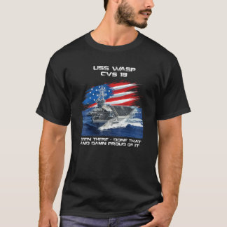 USS Wasp CVS-18 Aircraft Carrier Veteran USA Flag  T-Shirt
