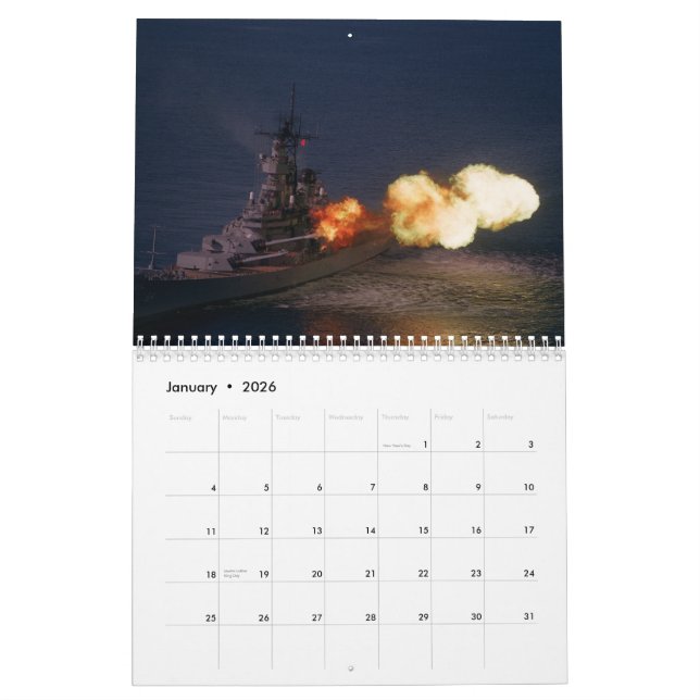 USS Wisconsin Calendar  (Jan 2026)