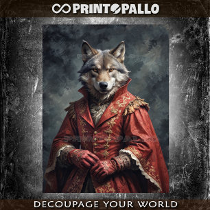Ussar Wolf in victorian military uniform Tissue Paper