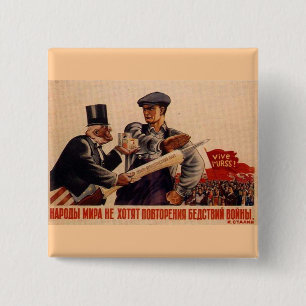 USSR CCCP Cold War Soviet Union Propaganda Posters 15 Cm Square Badge