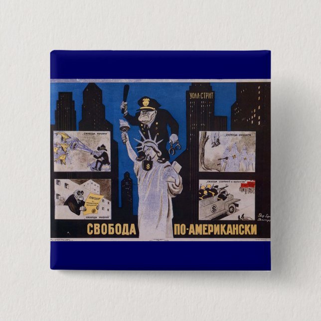USSR CCCP Cold War Soviet Union Propaganda Posters 15 Cm Square Badge (Front)