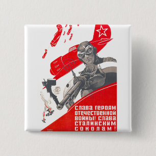 USSR CCCP Cold War Soviet Union Propaganda Posters 15 Cm Square Badge