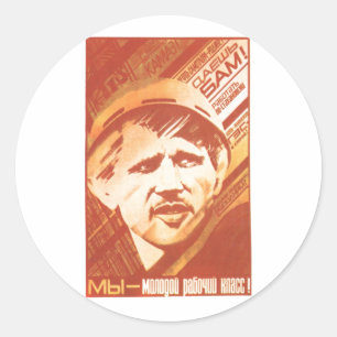 USSR CCCP Cold War Soviet Union Propaganda Posters Classic Round Sticker