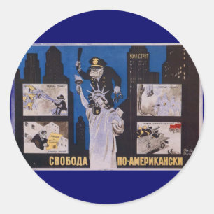 USSR CCCP Cold War Soviet Union Propaganda Posters Classic Round Sticker