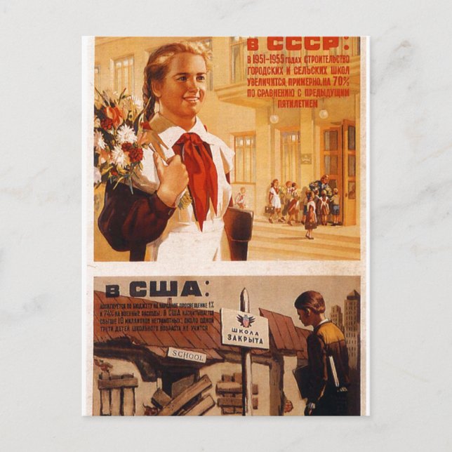 USSR CCCP Cold War Soviet Union Propaganda Posters Postcard (Front)