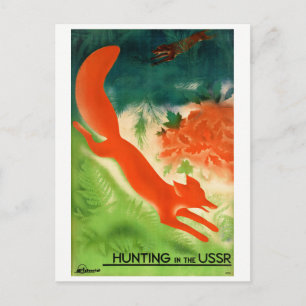 USSR Hunting Restored Vintage Travel Poster Postcard