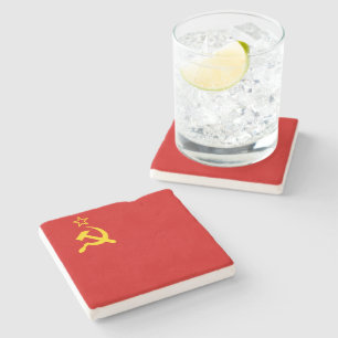 USSR Soviet Union Communist Sickle and Hammer Stone Coaster