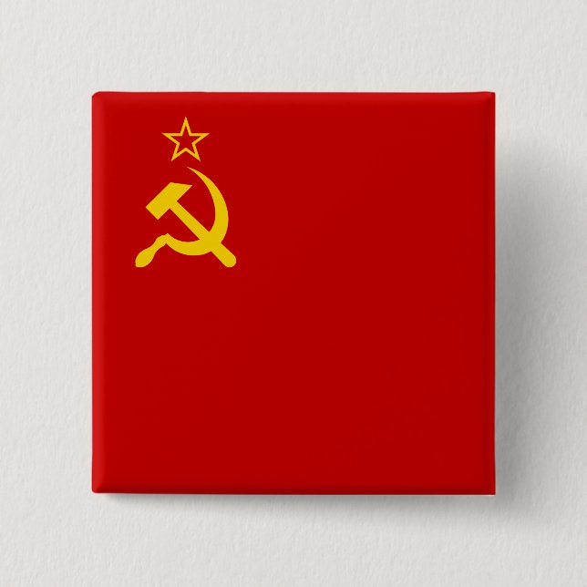 USSR Soviet Union Flag Communist Sickle and Hammer 15 Cm Square Badge (Front)