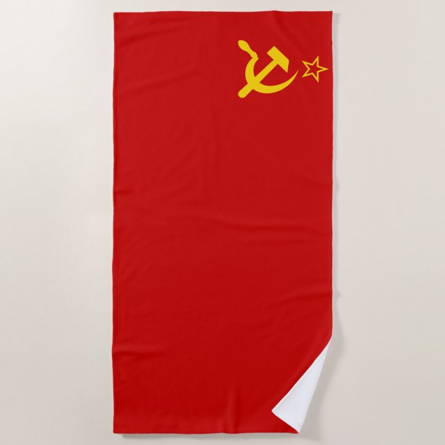 USSR Soviet Union Flag Communist Sickle and Hammer Beach Towel (Front)