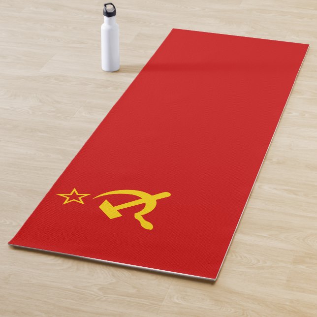 USSR Soviet Union Flag Communist Sickle and Hammer Yoga Mat (In Situ)