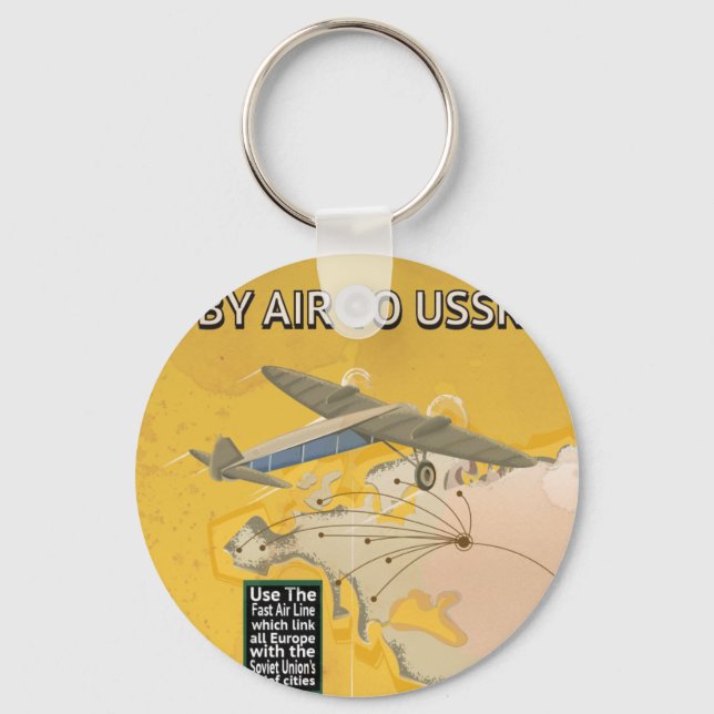 USSR Soviet Vintage Travel Poster. Key Ring (Front)