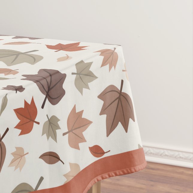 ustic Autumn Leaves Fall Tablecloth Beige (In Situ)