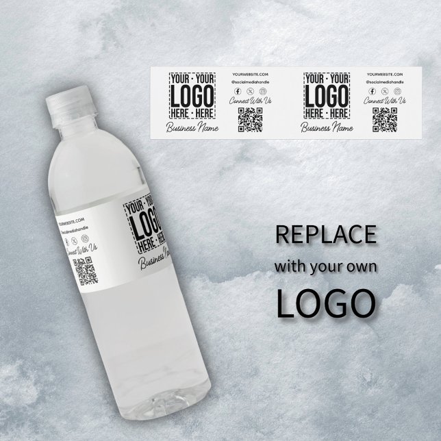ustom Business Logo Corporate Company Modern Cool Water Bottle Label (Creator Uploaded)
