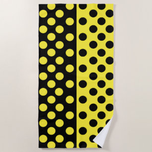 ustom Colours Beach Towel with Black & Yellow Dots