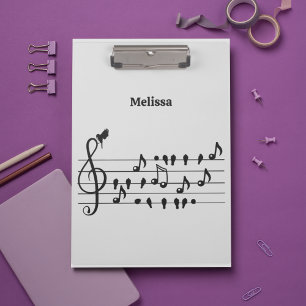 ustom Songbird Treble Clef Art Clipboard