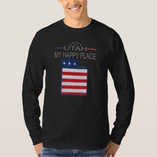 UT Utah My Happy Place  USA States Flag Map T-Shirt