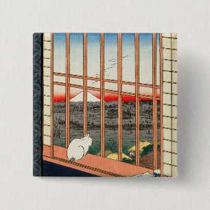 Utagawa Hiroshige - Asakusa Rice fields 15 Cm Square Badge