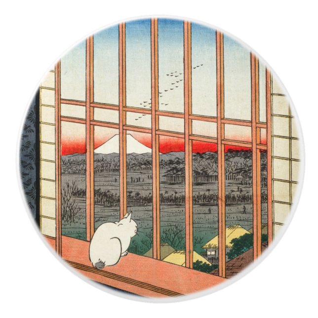 Utagawa Hiroshige - Asakusa Rice fields Ceramic Knob (Front)
