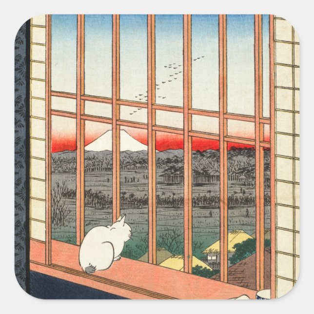 Utagawa Hiroshige - Asakusa Rice fields Square Sticker (Front)