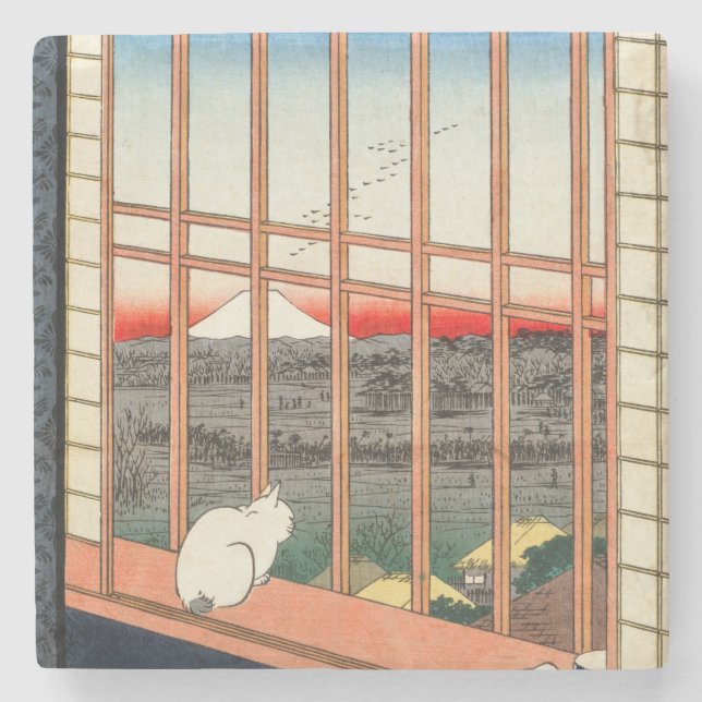 Utagawa Hiroshige - Asakusa Rice fields Stone Coaster (Front)