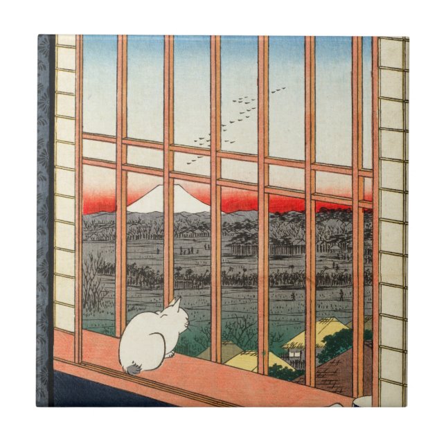 Utagawa Hiroshige - Asakusa Rice fields Tile (Front)