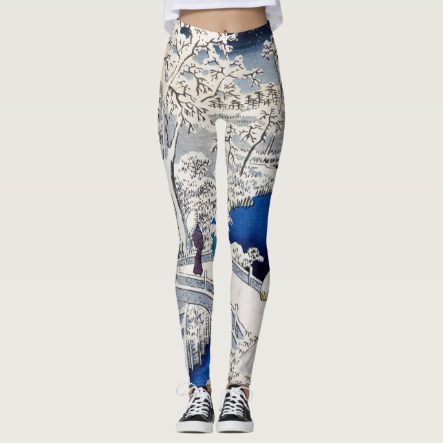 Utagawa Hiroshige - Drum Bridge at Meguro Leggings (Front)