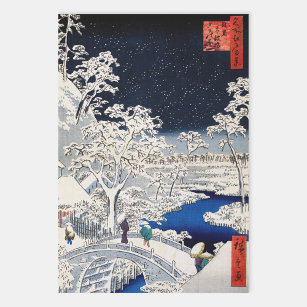 Utagawa Hiroshige - Drum Bridge at Meguro Wrapping Paper Sheet