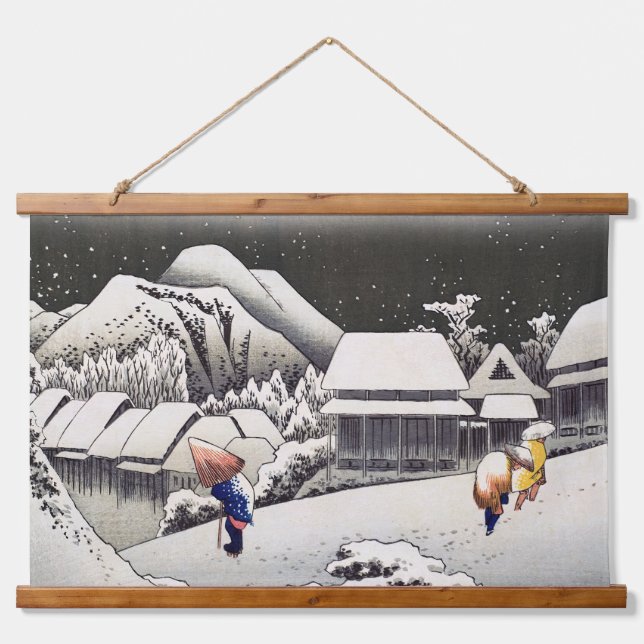 Utagawa Hiroshige - Evening Snow at Kanbara Hanging Tapestry (Front)