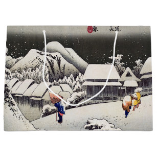 Utagawa Hiroshige - Evening Snow at Kanbara Large Gift Bag