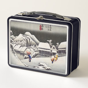 Utagawa Hiroshige - Evening Snow at Kanbara Metal Lunch Box