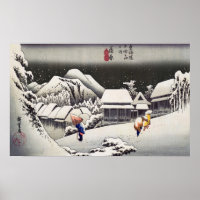 Utagawa Hiroshige - Evening Snow at Kanbara