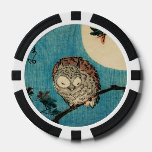 Utagawa Hiroshige - Horned Owl on Maple Branch Poker Chips