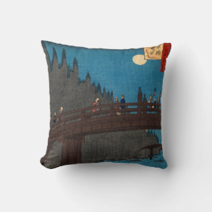 Utagawa Hiroshige - Kyoto Bridge by Moonlight Cushion