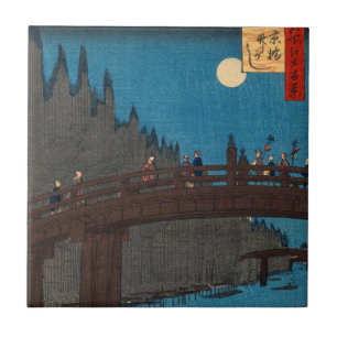 Utagawa Hiroshige - Kyoto Bridge by Moonlight Tile