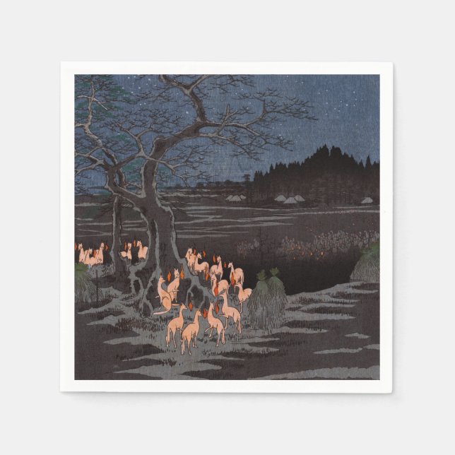 Utagawa Hiroshige - New Year's Eve Foxfires Napkin (Front)