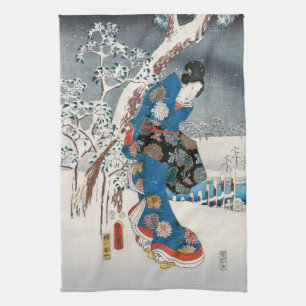 Utagawa Hiroshige - Tale of Genji, Elegant Woman Tea Towel