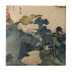Utagawa Kuniyoshi - An Evening View of Fuji Tile
