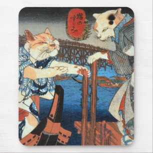 Utagawa Kuniyoshi, cats enjoying cool air Mouse Pad