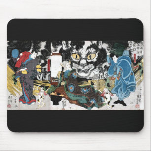 Utagawa Kuniyoshi, monster cats 五拾三次之内 岡崎の場 マウスパッ Mouse Pad