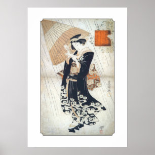 Utagawa Tokoyuni Poetess Ono-no in the Rain Poster