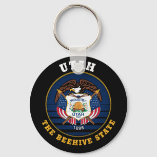 UTAH BEEHIVE STATE FLAG KEY RING