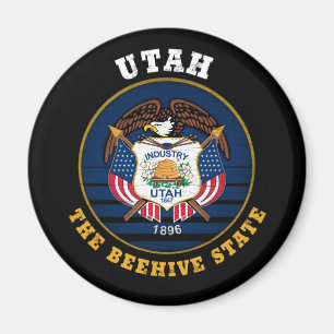 UTAH BEEHIVE STATE FLAG MAGNET