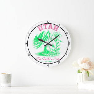 Utah Beehive State Lily  Large Clock