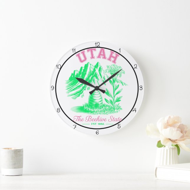 Utah Beehive State Lily  Large Clock (Home)