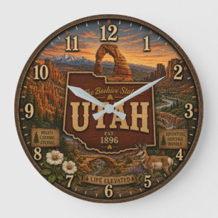 Utah Beehive State National Park Rustic Gift Large Clock
