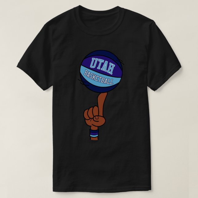 Utah Classic Basketball Finger Spin T-Shirt (Design Front)