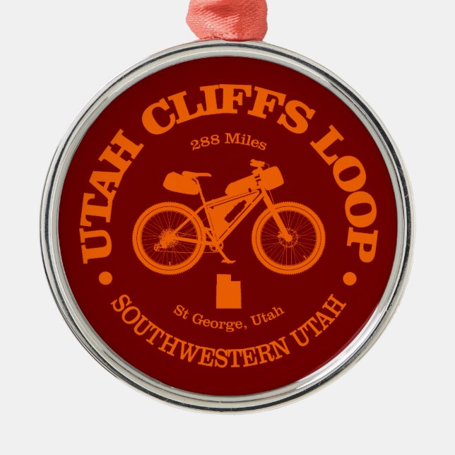 Utah Cliffs Loop (cycling) Metal Tree Decoration (Front)