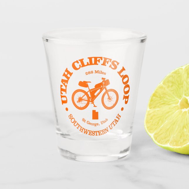 Utah Cliffs Loop (cycling) Shot Glass (Front)