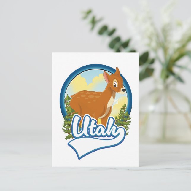Utah Deer Travel logo Holiday Postcard (Standing Front)
