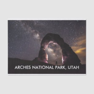 Utah Delicate Arch night stars milky way landscape Tissue Paper